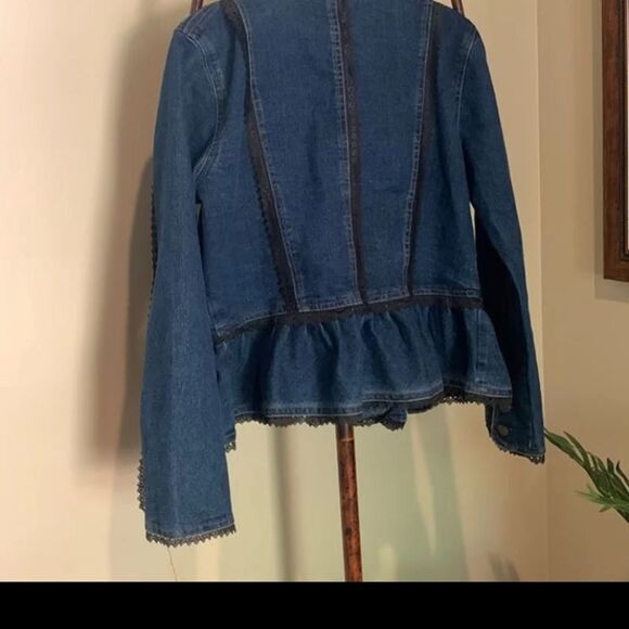 Darling Ruffled Front Peplum Denim Jacket - Picture 3 of 7